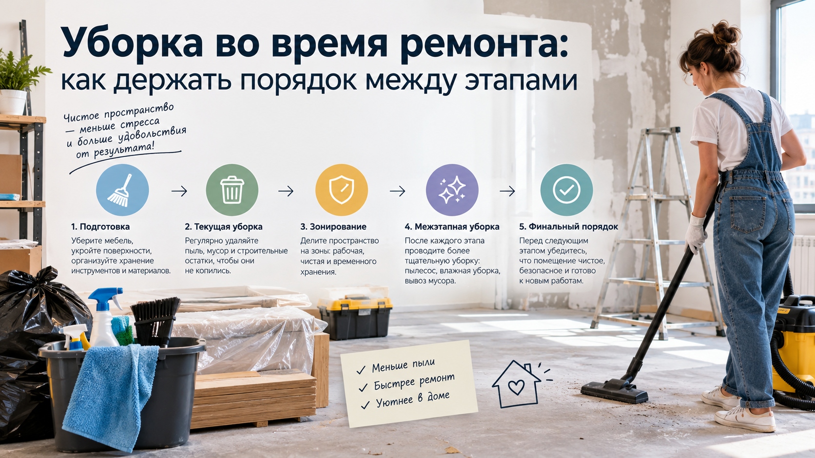 Уборка во время ремонта: как держать порядок между этапами
