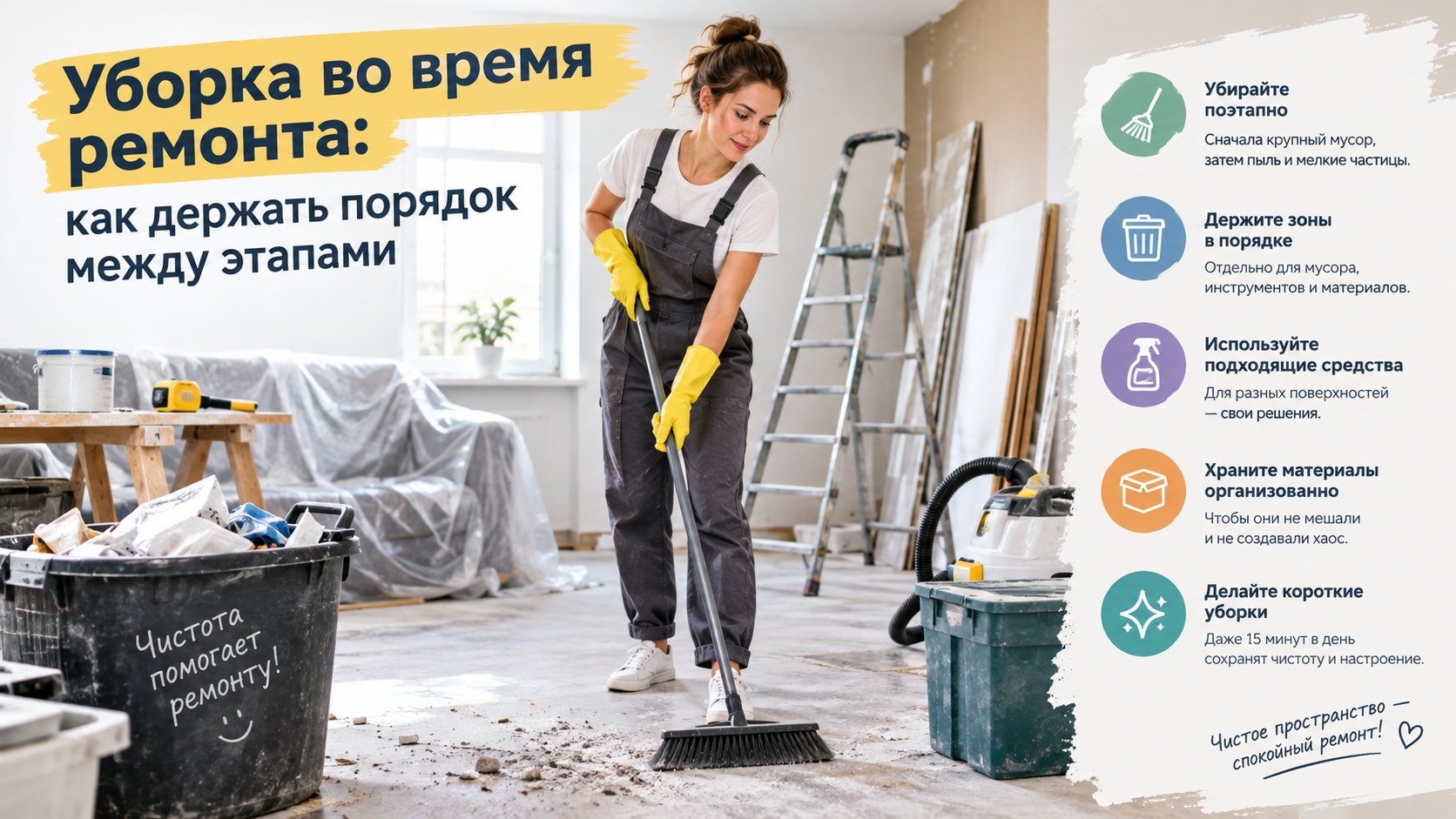 Уборка во время ремонта: как держать порядок между этапами