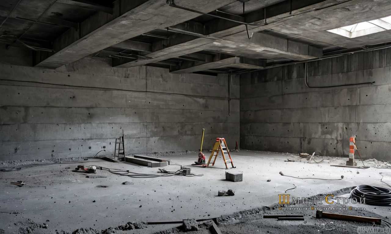 Укладка поддона на опорную основу и герметизация периметра